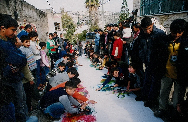 Art day in a West Bank village led by Windows volunteers both Palestinians and Israelis.