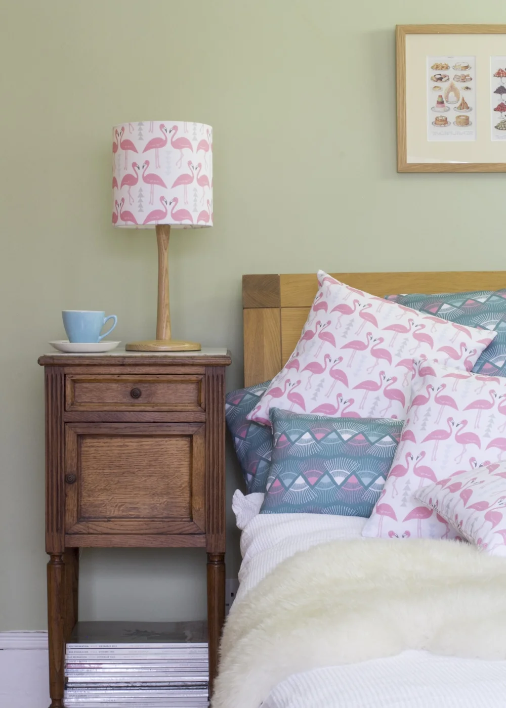 pink and white lamp shade