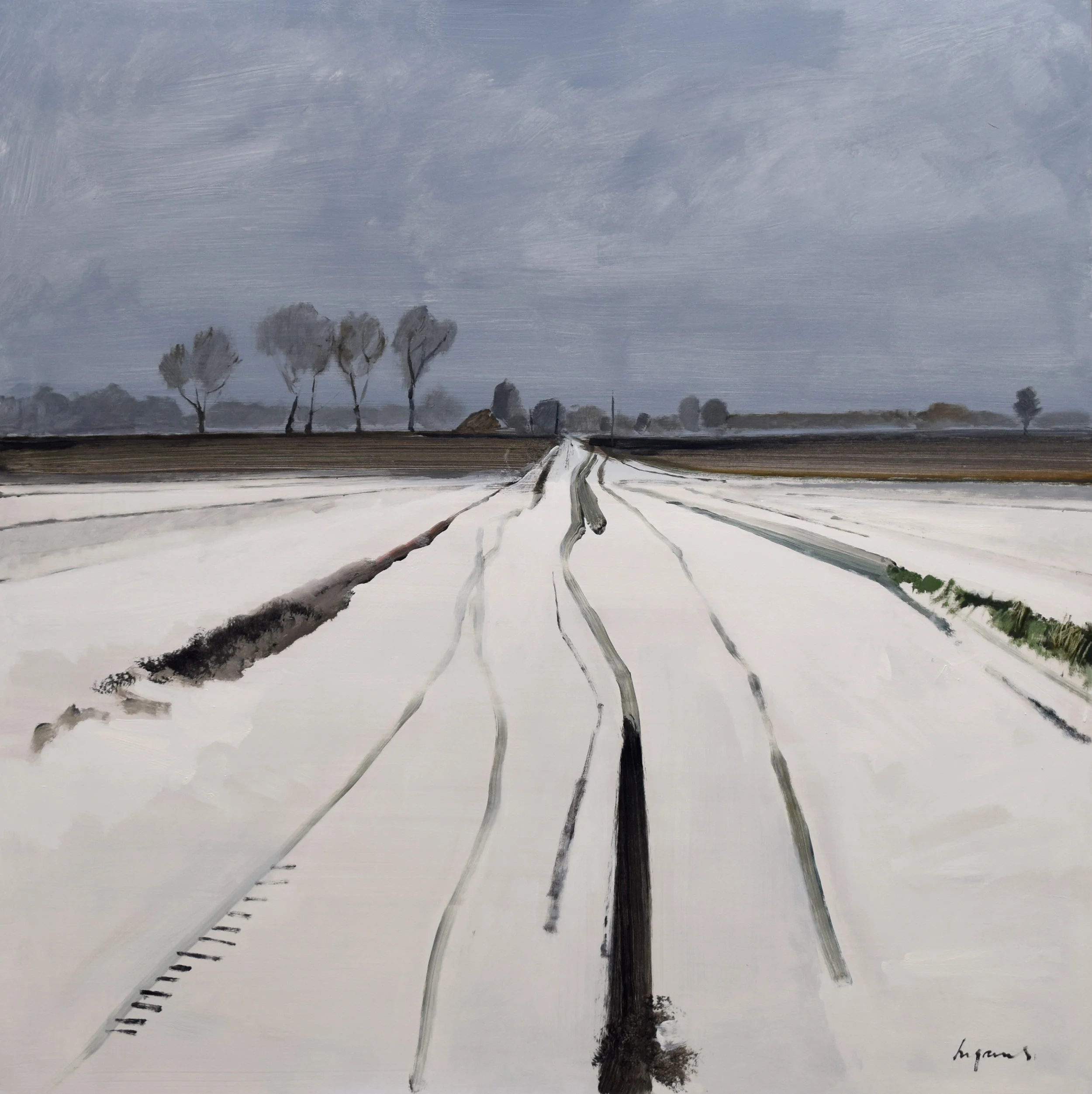 Snow tracks, Fodderfen Drove, March 2018