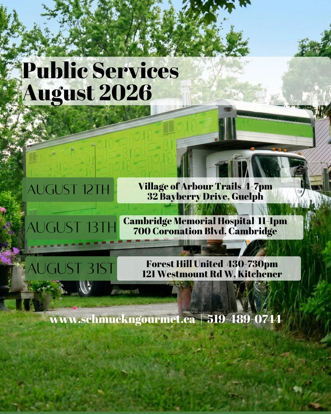 You all want us completely to yourselves this month..so we are filled with private events, and we are fine with that! 
It does mean however, that we only have 3 public services this month. The summer is winding down so don't miss your chance to get S