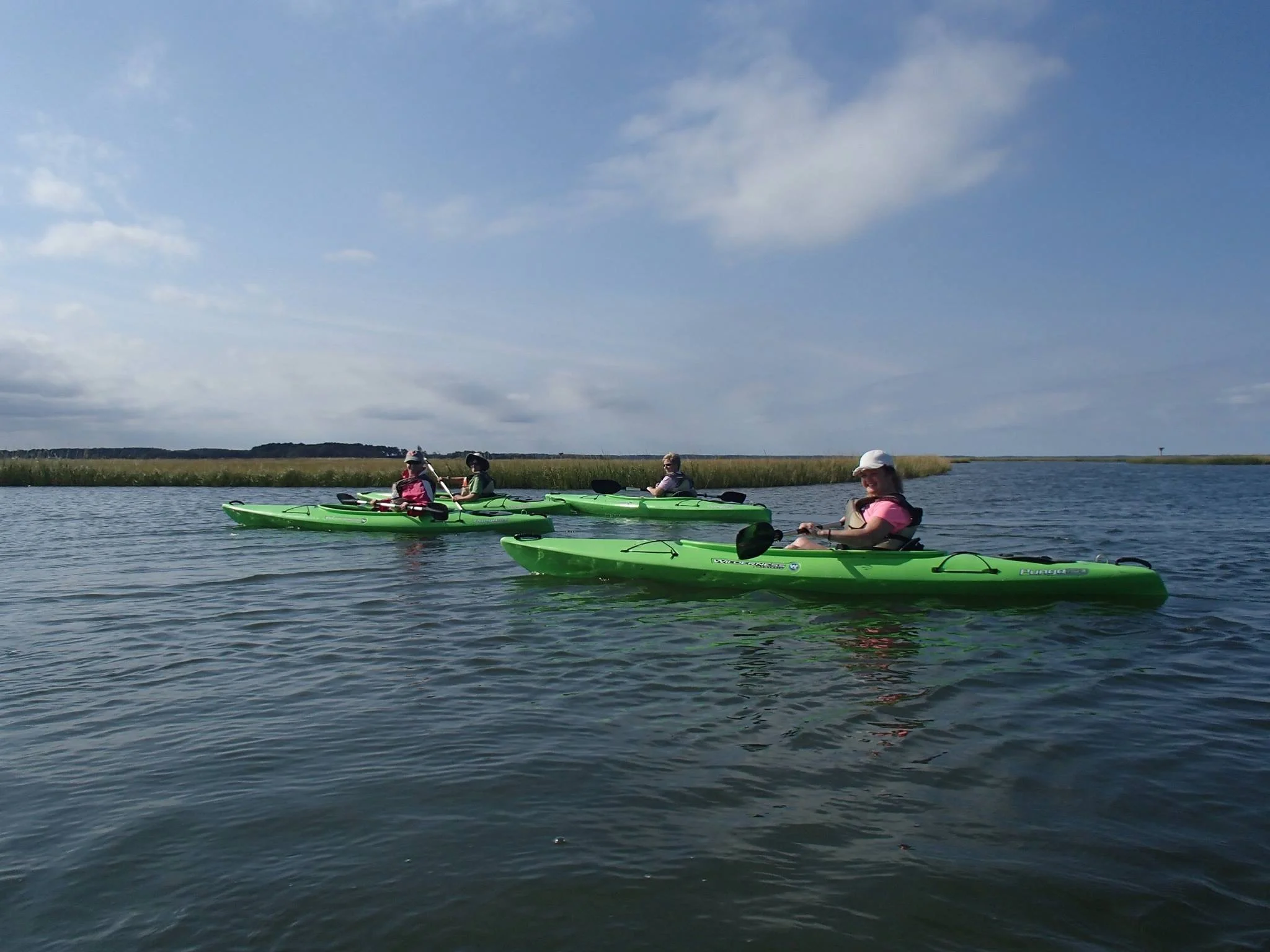 Occasional kayakers without vessels of their own use Coastal Kayak as a convenient place to launch into the bay. They would find it difficult and dangerous to maneuver around acres of poles and shellfish cages. Coastal Kayak photo