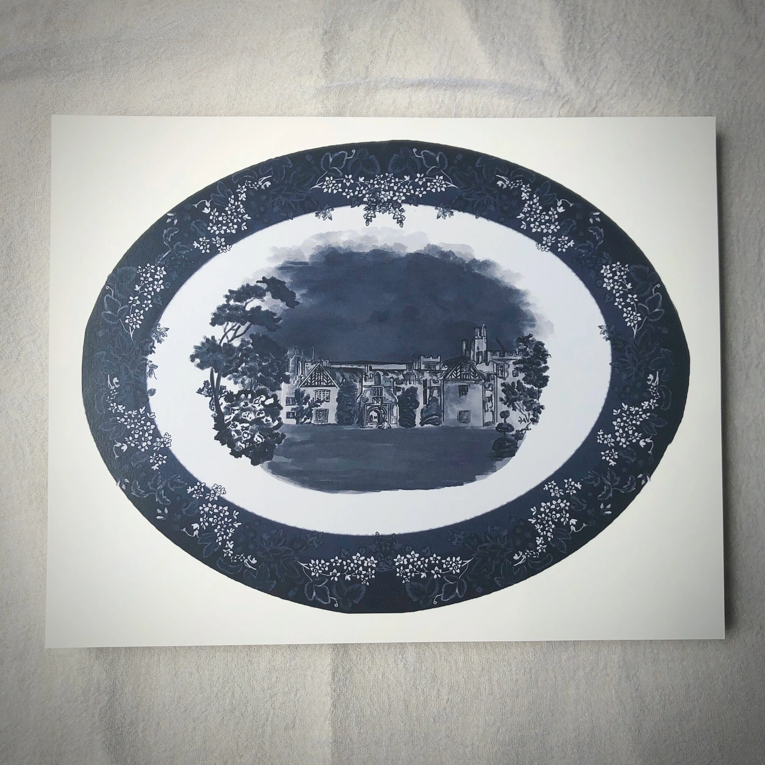 Navy and White English Platter