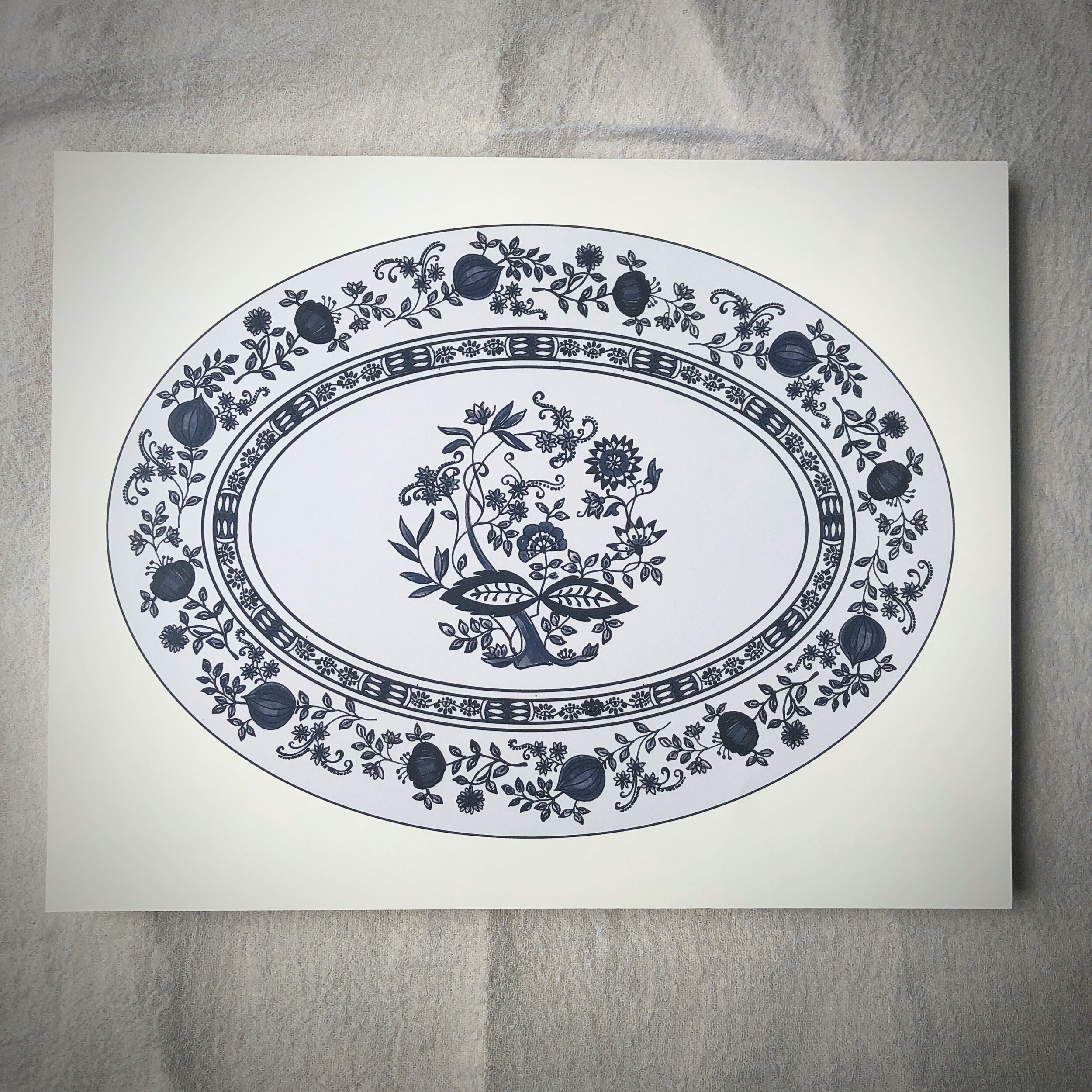 Wedgwood Blue Onion Navy and White Platter