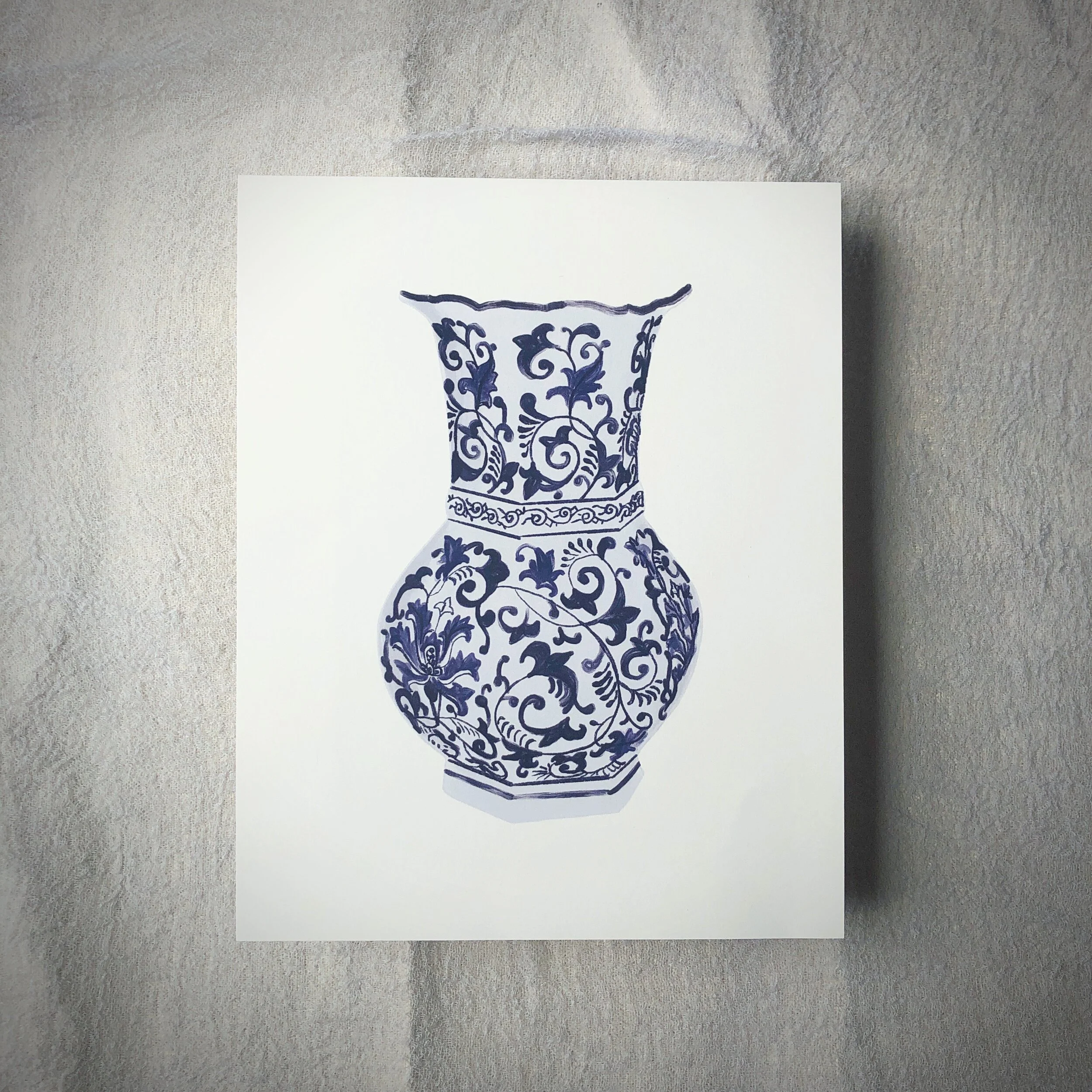 Navy and White Swirl Vase