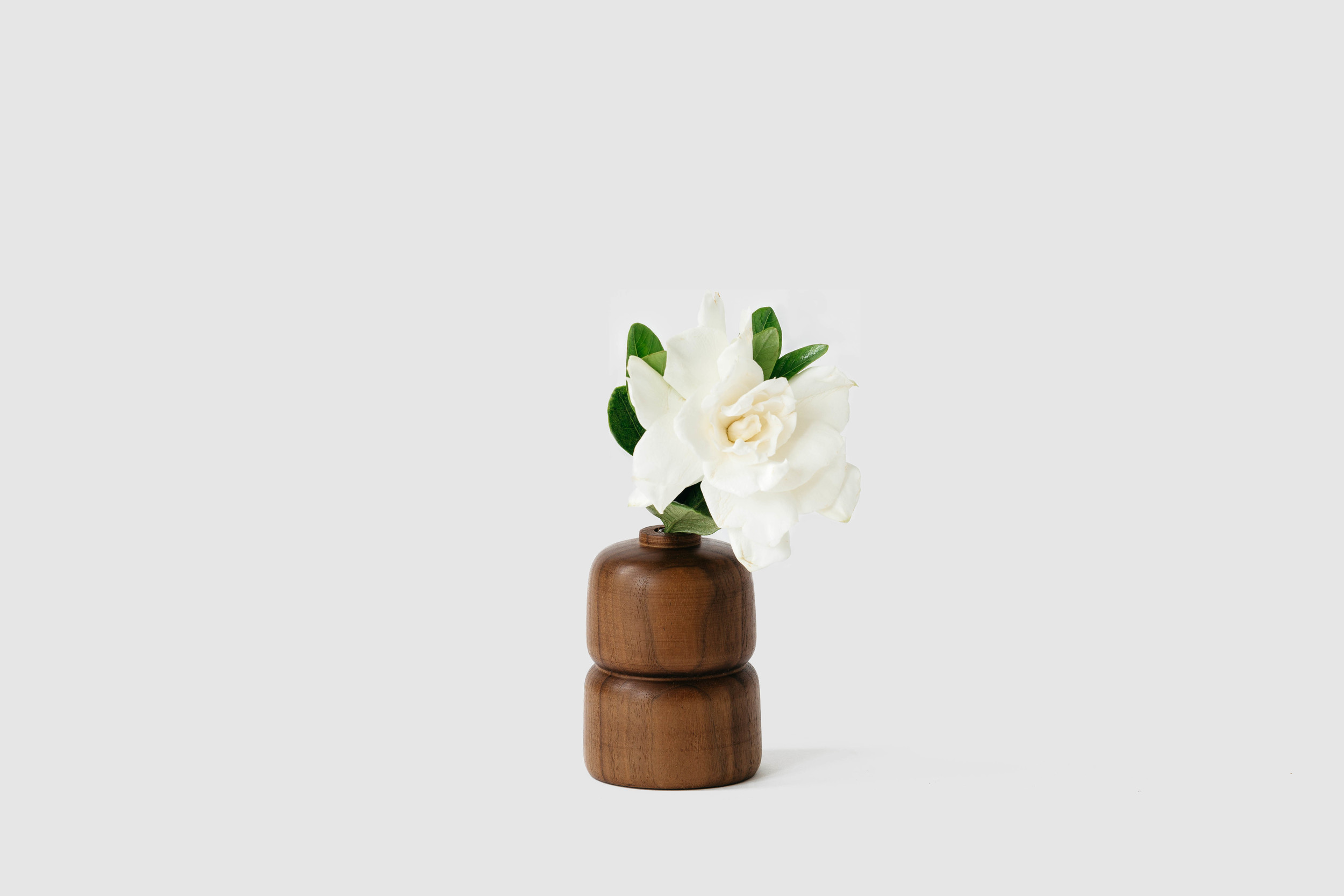 Double Walnut Wood Vase