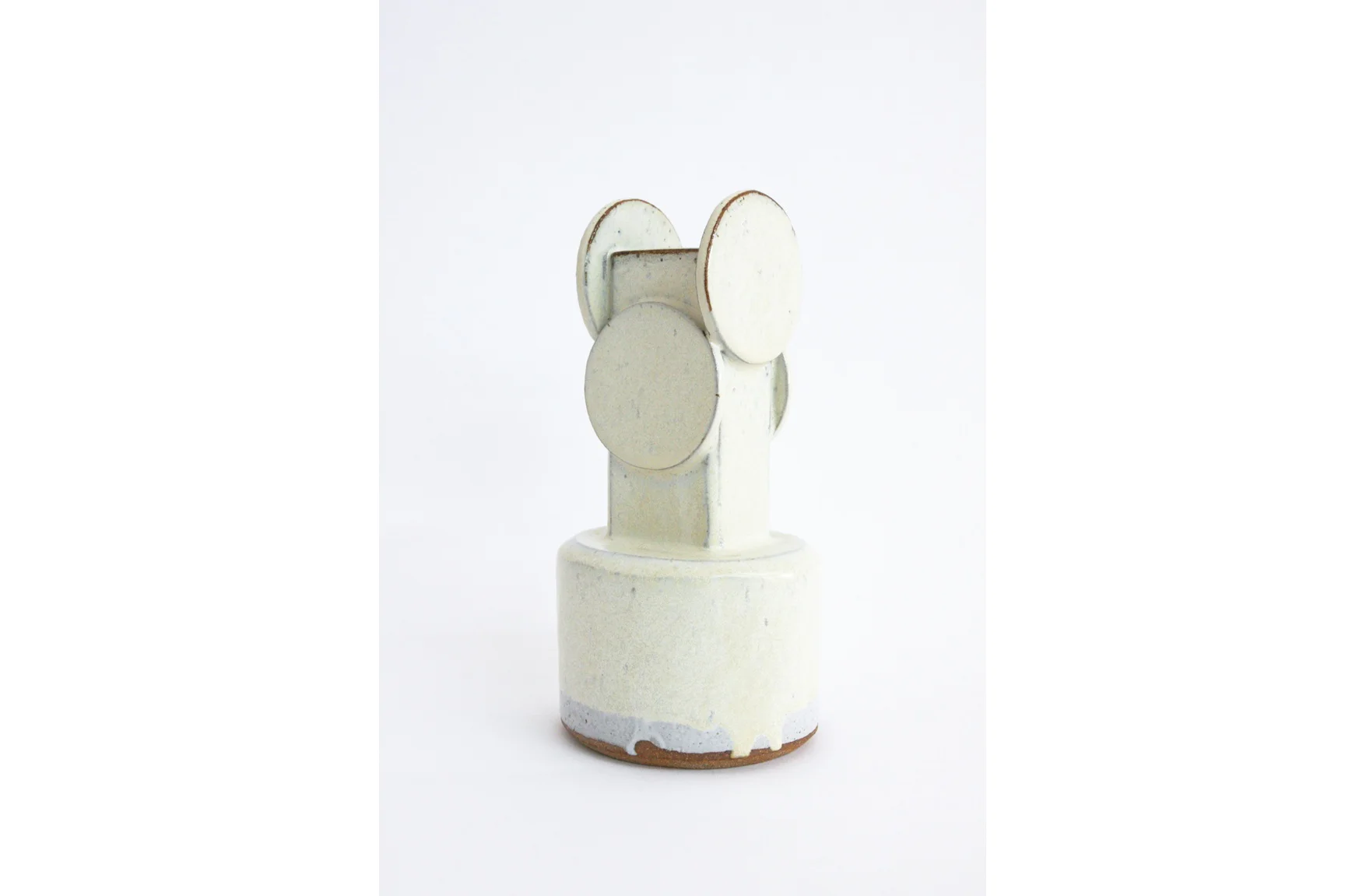 Short Brutalist Circle Top Vase - Cream
