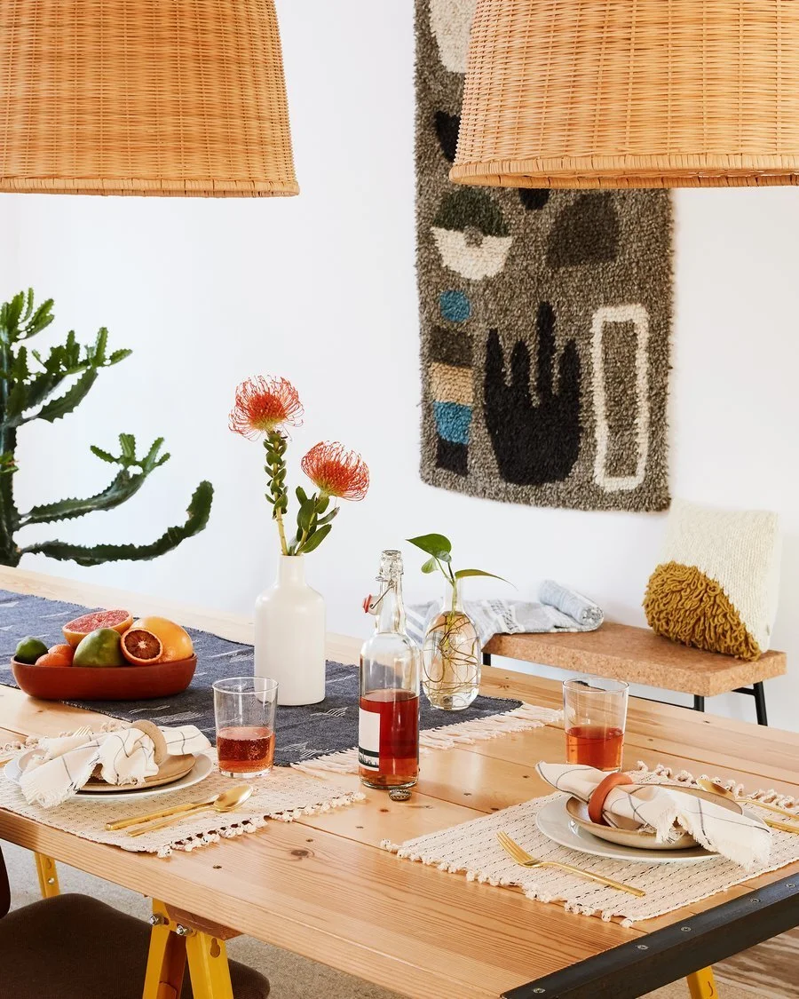 #ShopTheLook on WorkOf: Cream Grid Napkins (also in Peach &amp; Indigo)                                          + Panalito Placemat Cream (also in Peach &amp; Indigo)
