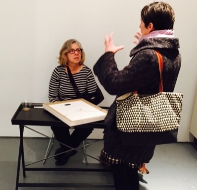 August Wren (right) talking with Maira Kalman (left)