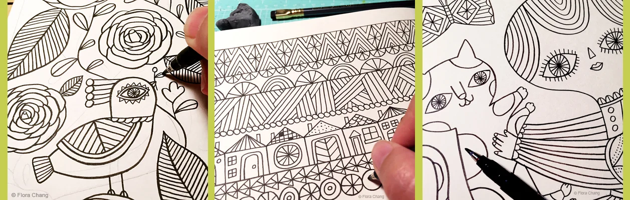 Flora at work on the book