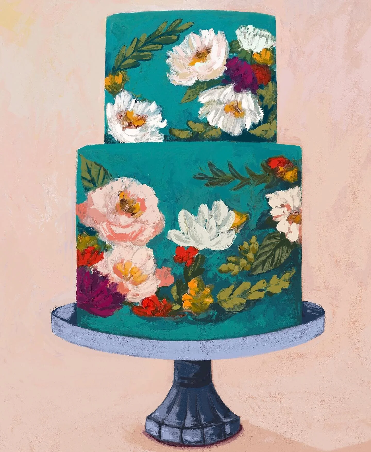 This impressionist cake from @heatherpowersart takes the, well&hellip;. cake!!!! 
.
.
.
#heatherpowers #jennifernelsonartists #artlicensing #artagent #artagency #surfacedesign #stationery #greetingcard #greetingcarddesign #birthdaycard #floral #tippi