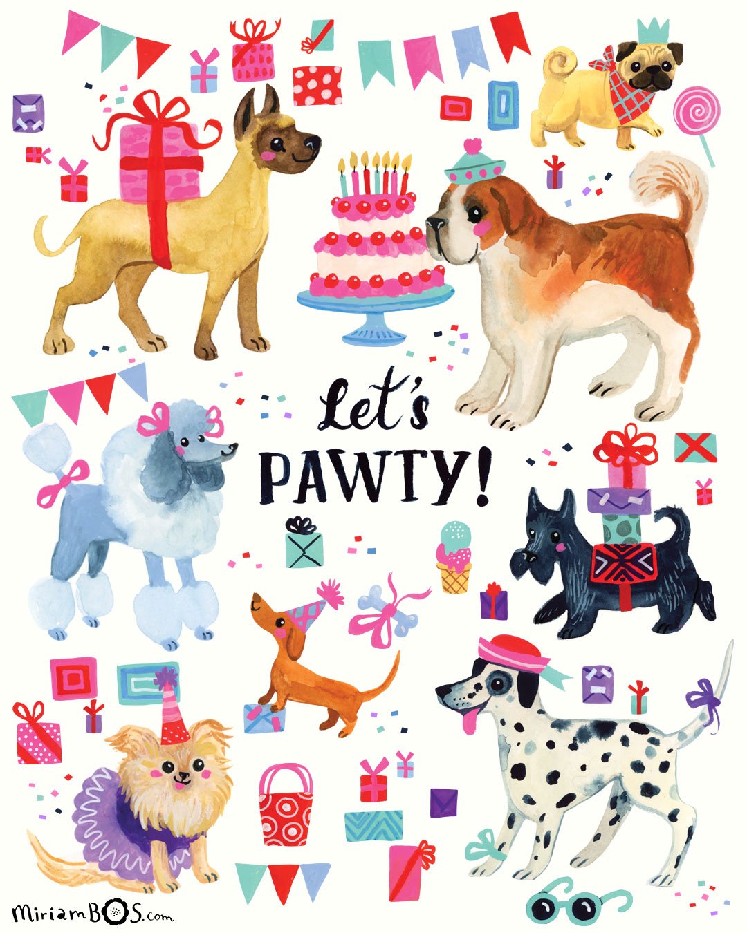 There's absolutely nothing better than a good puppy party, am I right? This lovely design from @_miriambos! 

 #surfacedesign #artlicensing #tippitytopbestestartever #artagent #jennifernelsonartists #artagency #surfacedesignagency #animalart #station