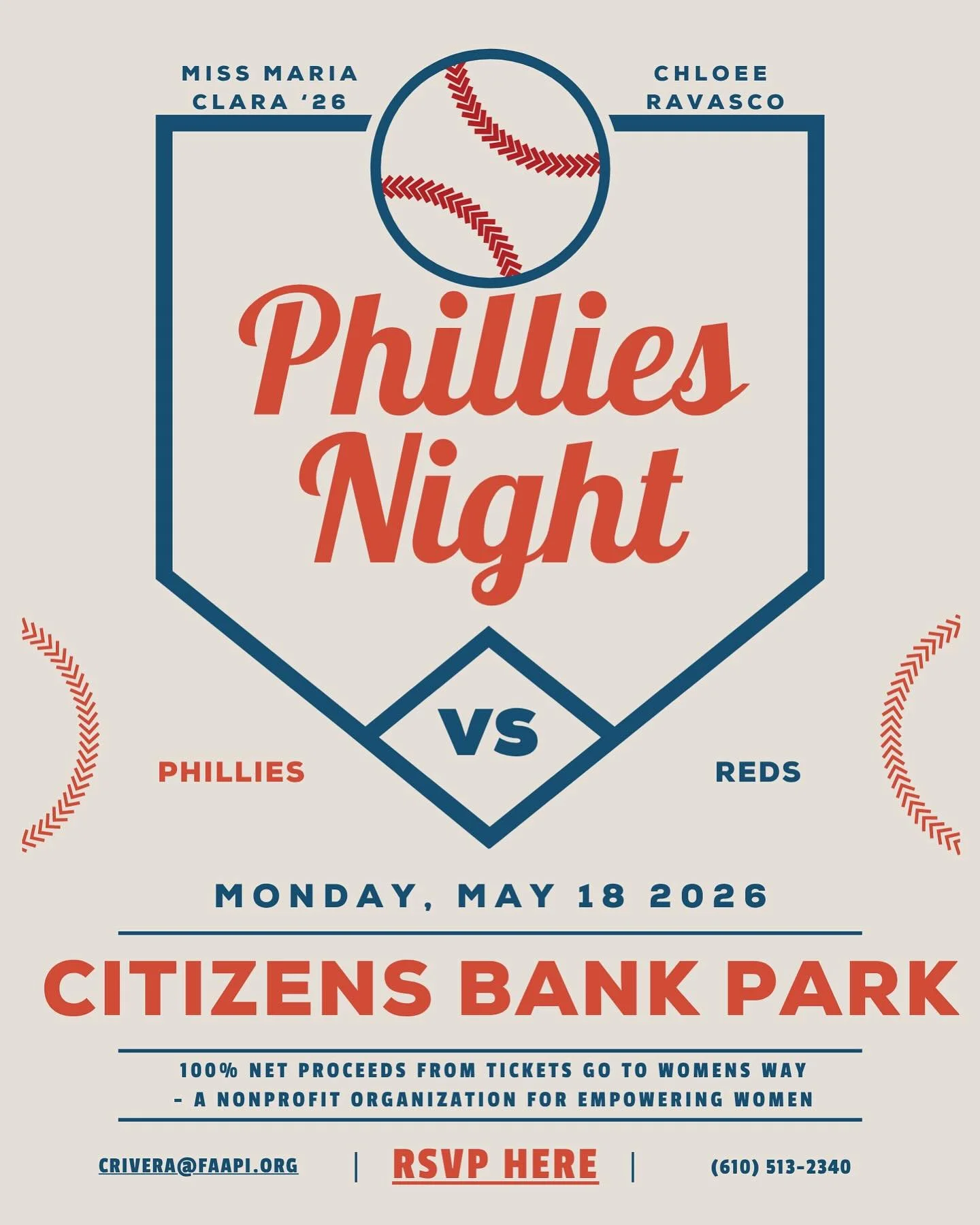 Chloee&rsquo;s Fundraiser @ The Phillies!

Event Timing: Monday, May 18, 4:00p tailgate, 6:45p first pitch
Phillies vs. Cincinnati Reds

Tickets: $40, includes entrance to the ballpark, refreshments at the tailgate, one (1) entry into a raffle

100% 