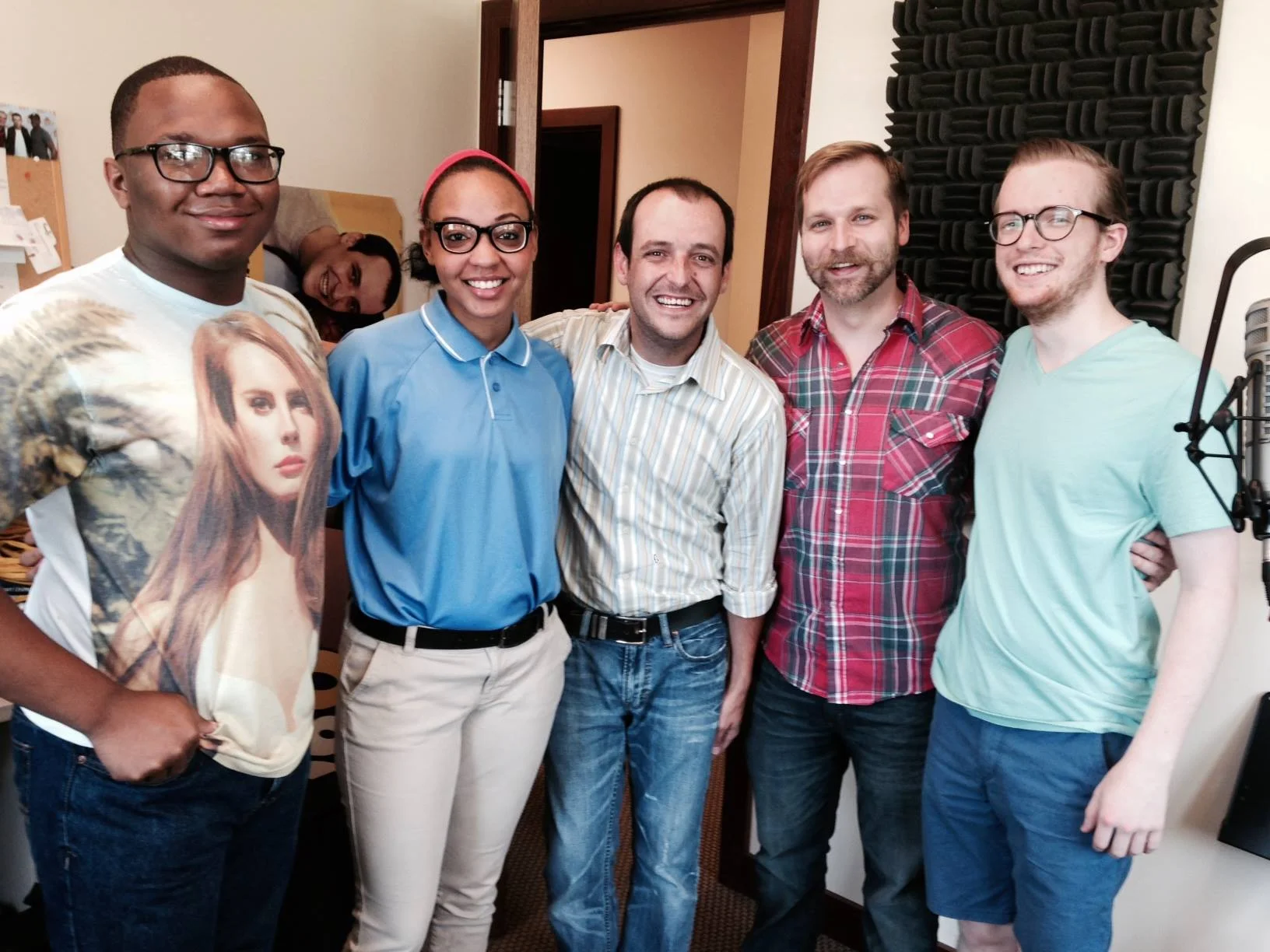 Cedric (Sid), Jasmine (Babe), Kyle, and Justin with Josh Laskowski at the Q96 studios in Urbana. Listen to our promo (airing July 15 in the 7:00 hour) for Q96 to the right.