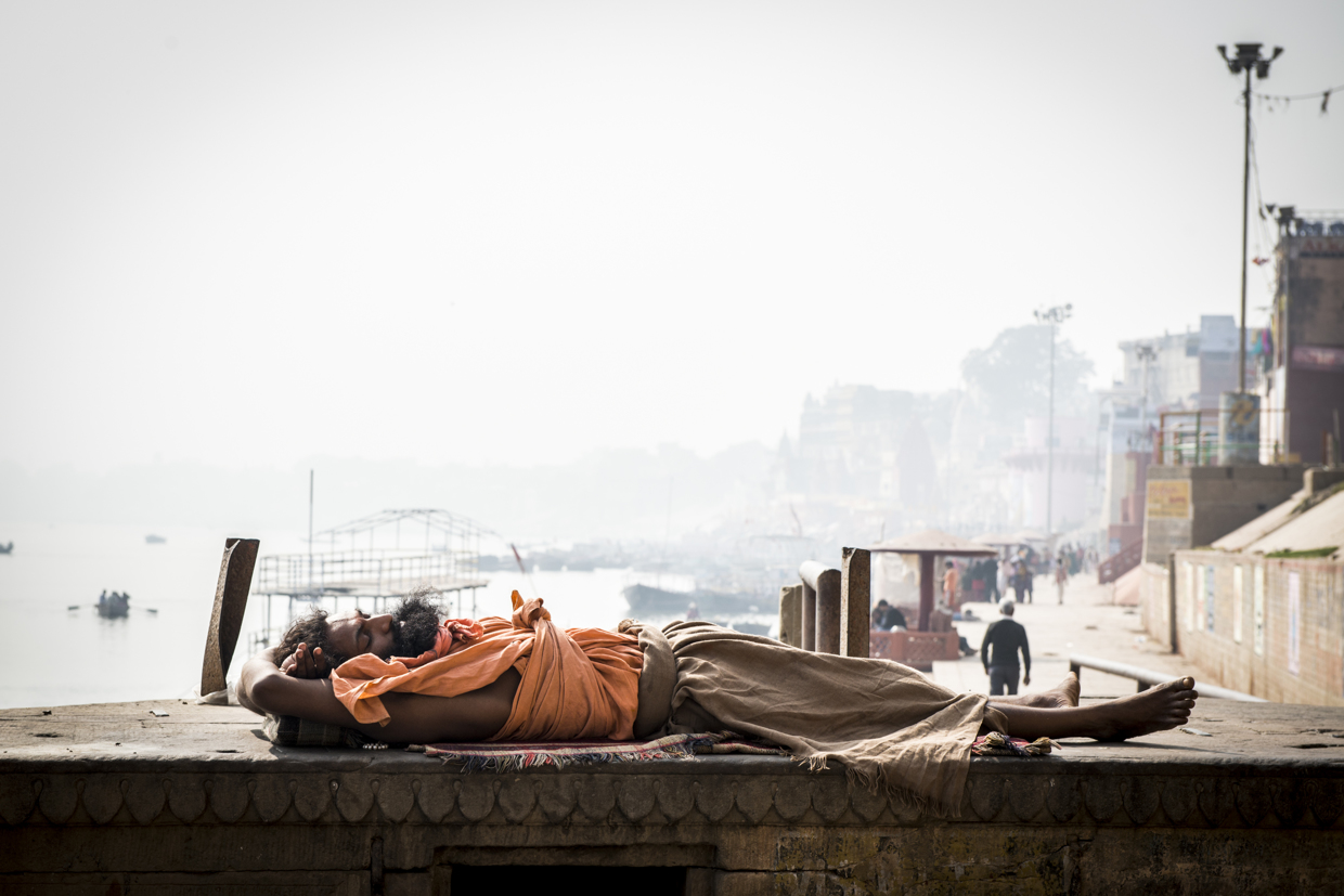 An after noon nap in Varanasi, India. 
