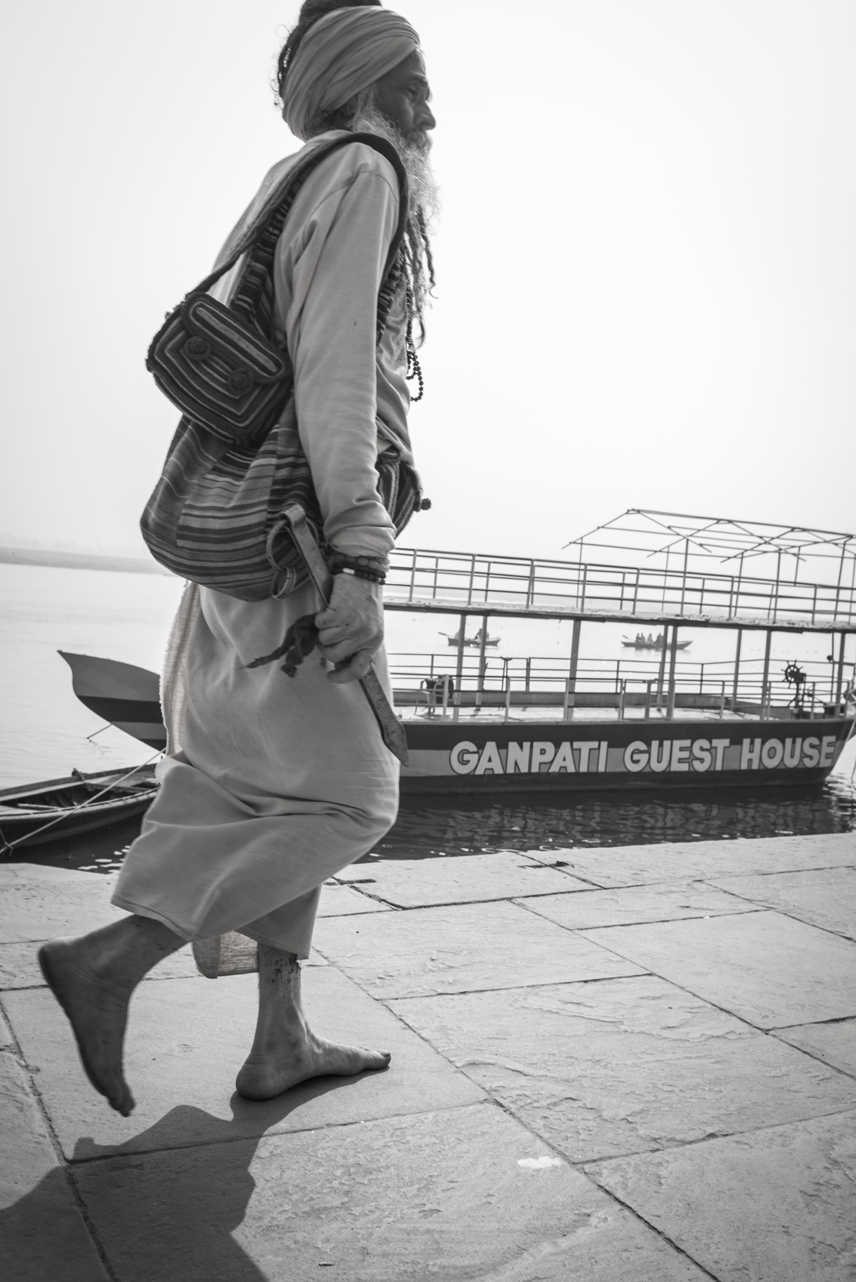 Walking a long the Ganges in Varanasi.