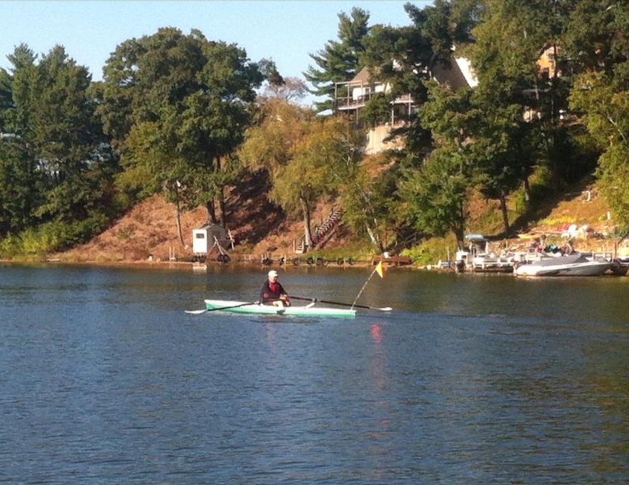 Al rowing about the lake, fall 2014