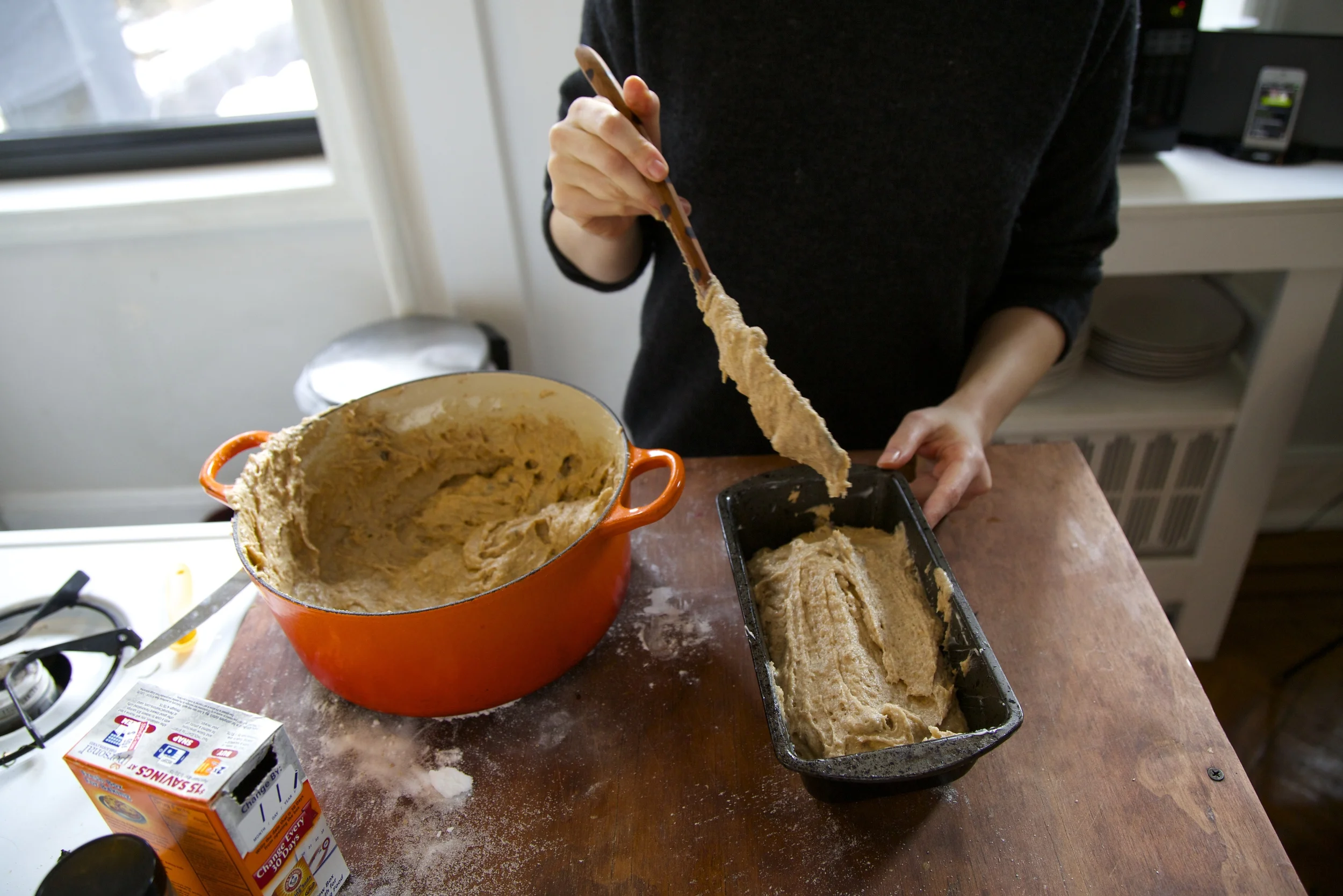  11) Spoon into a greased 4x8 pan.