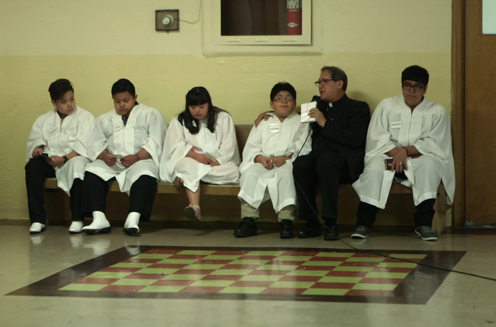 Bishop Solis met with youth prior to celebrating the Confirmation Mass.