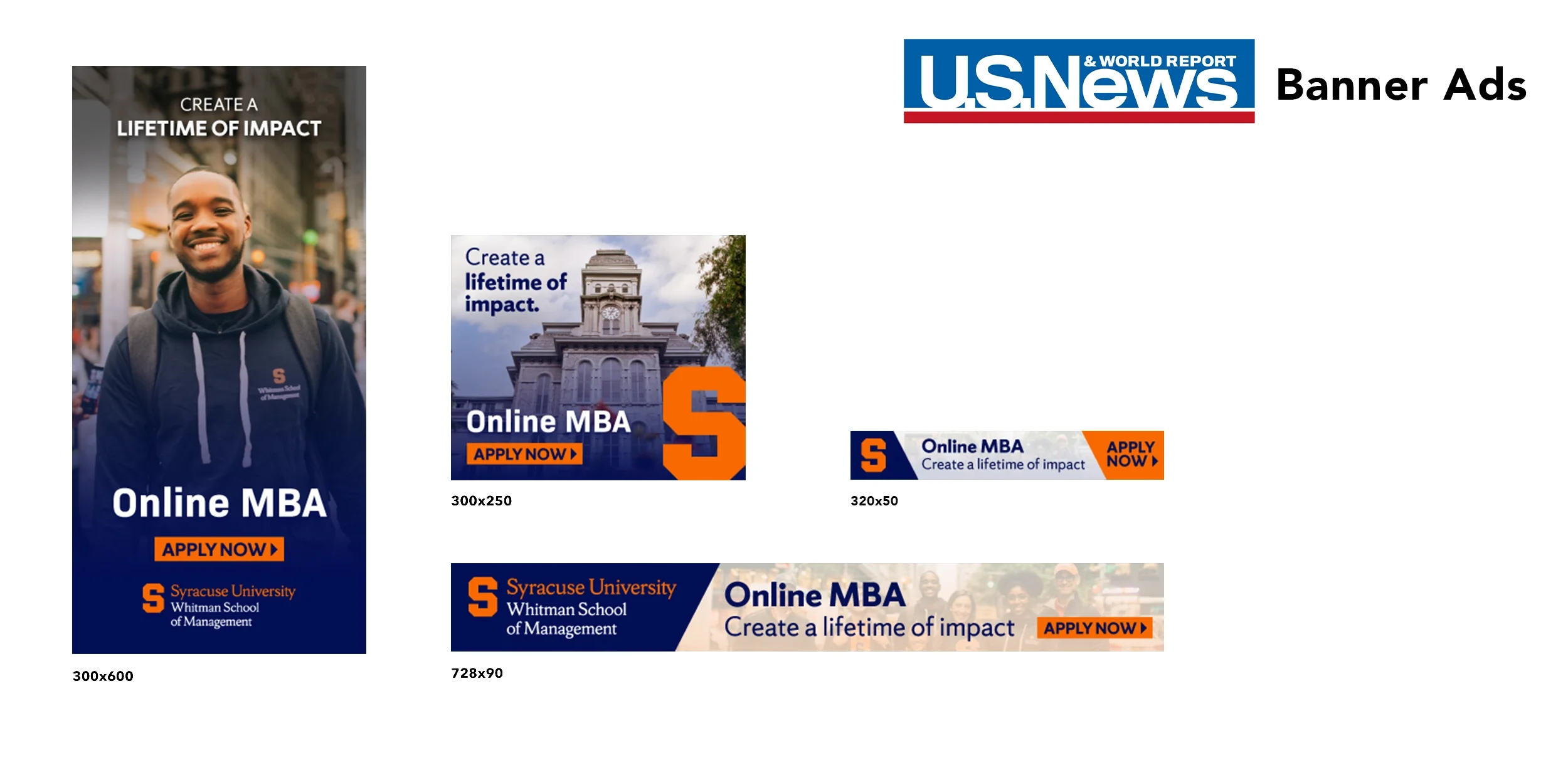 US News Banner Ads for Syracuse University's Whitman School of Business