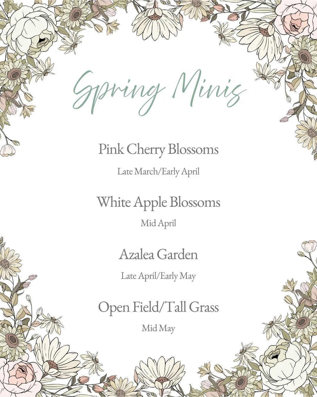 It is *almost* time to book your Spring Mini! As always, my email list and client group will have 24 hours of priority booking. I am excited for another round of Spring Minis! 

#carrollcountyphotographer #westminsterphotographer #springminis #maryla