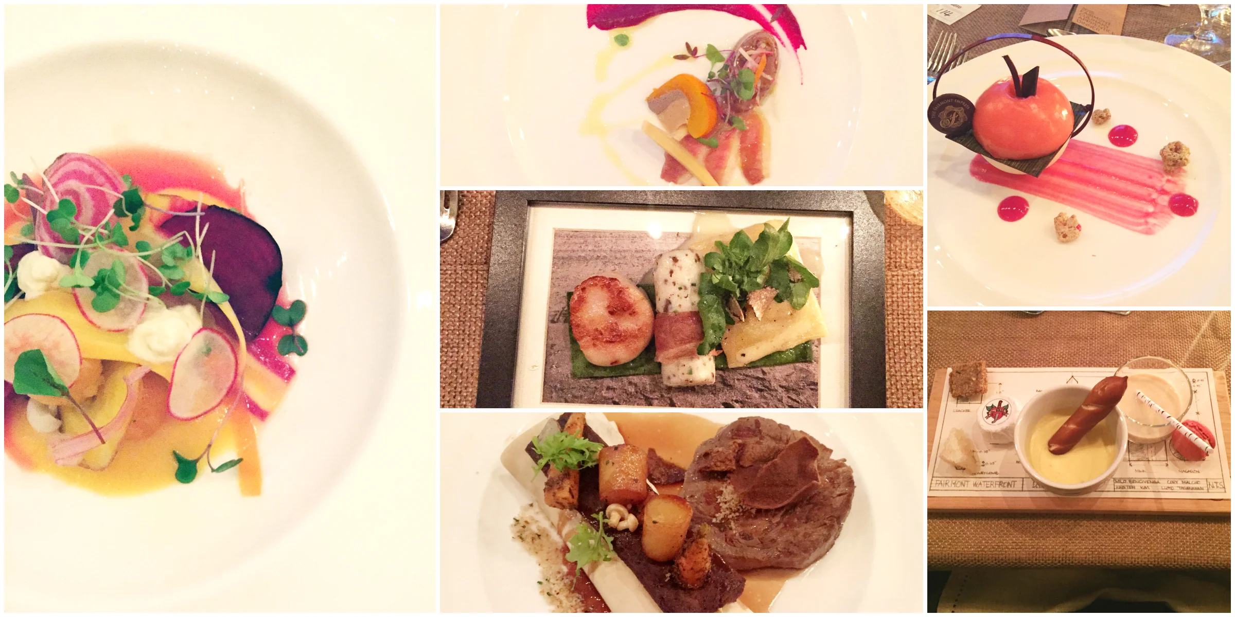 The 6 courses for the evening.
