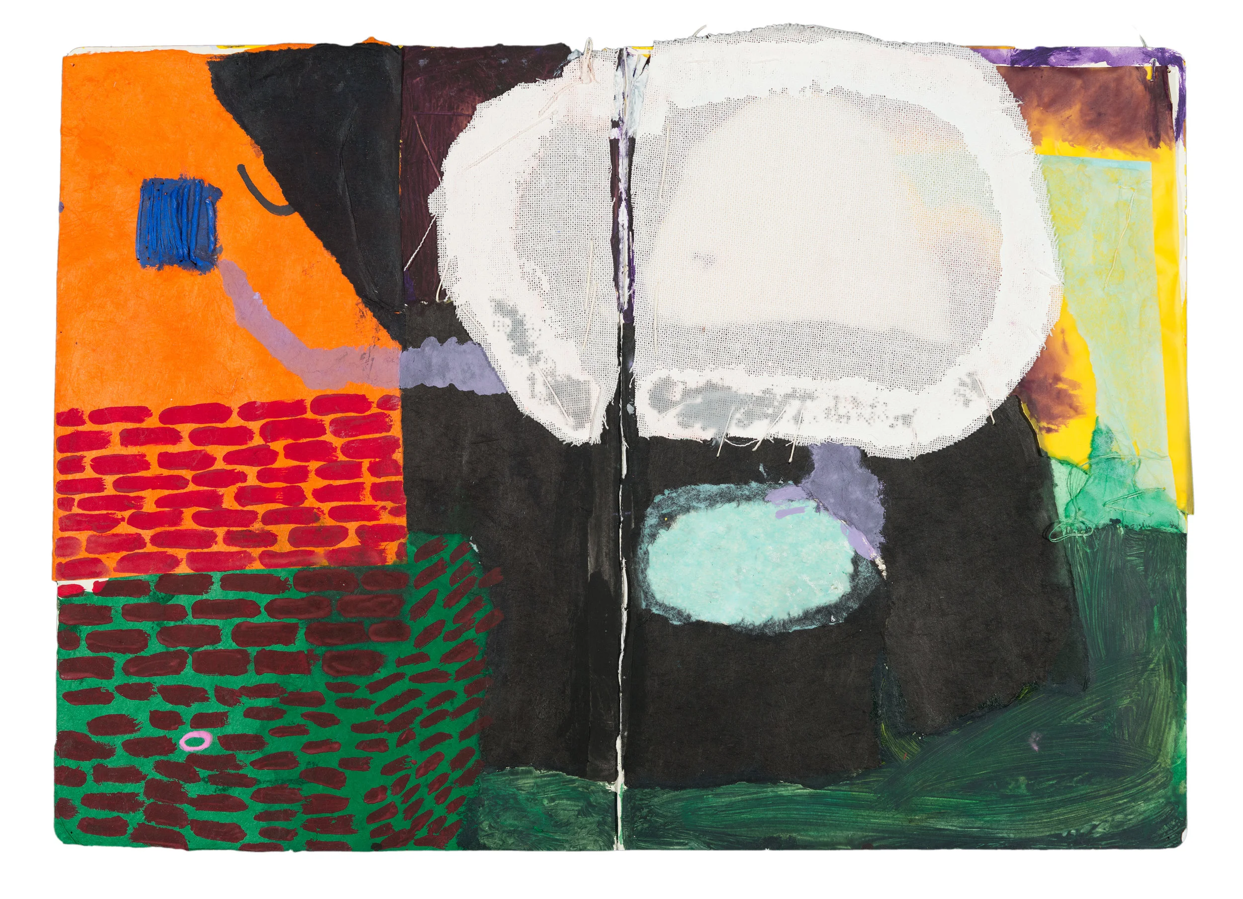 “Smoke-cloud” Gouache, acrylic and paper on paper 12 X 16 “