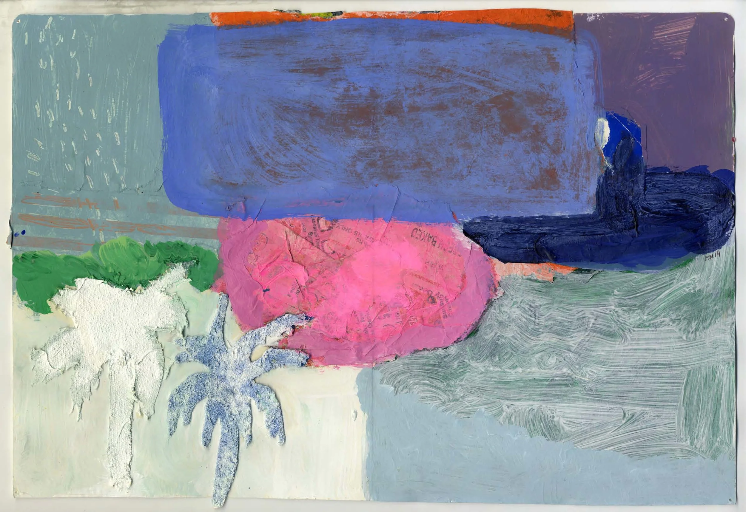 “Sand Storm” Gouache, acrylic and paper on paper 11.5 X 16.5 “ 2014