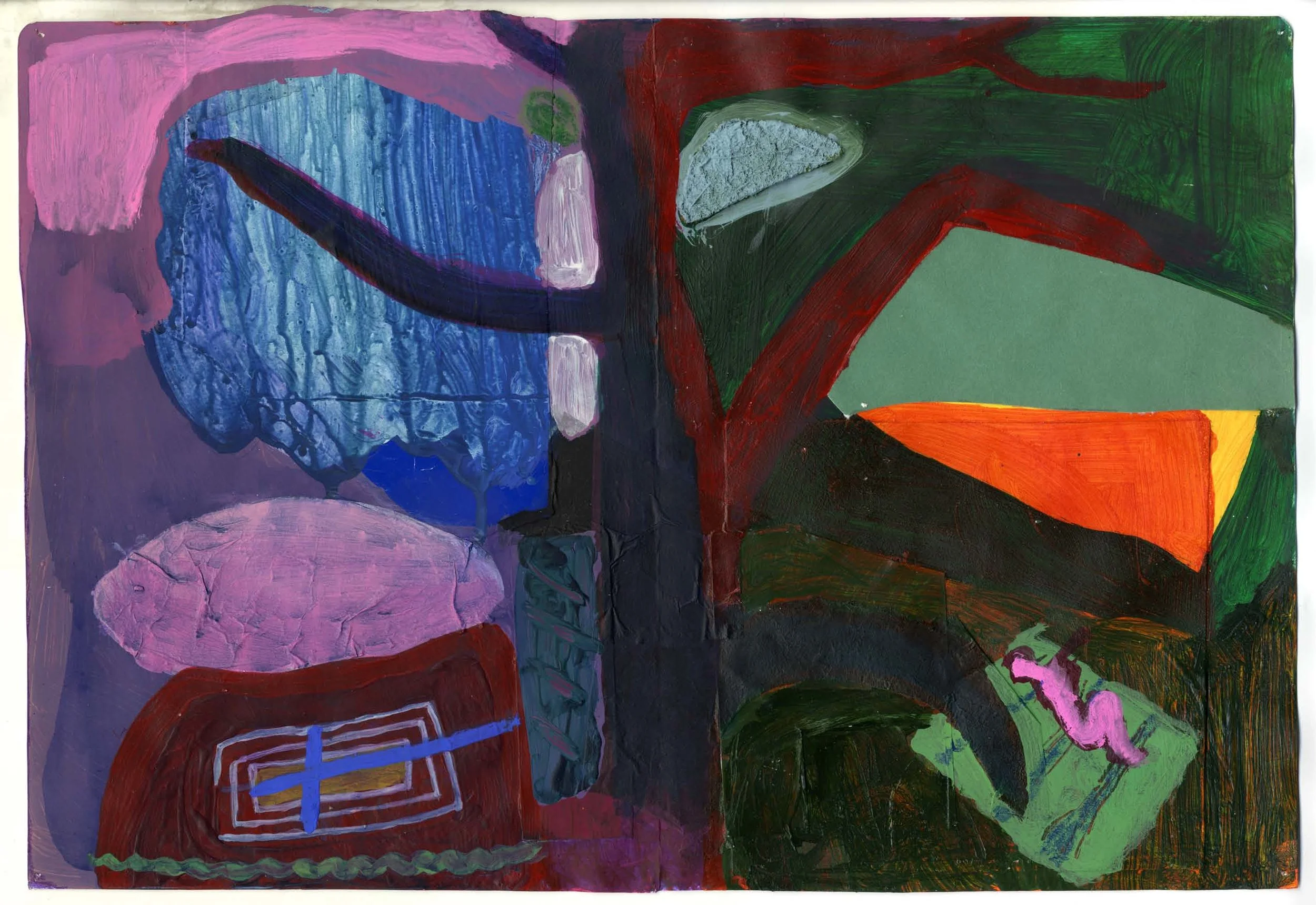 “The pain of separation” Gouache, acrylic and paper on paper 11.5 X 16.5 “ 2014