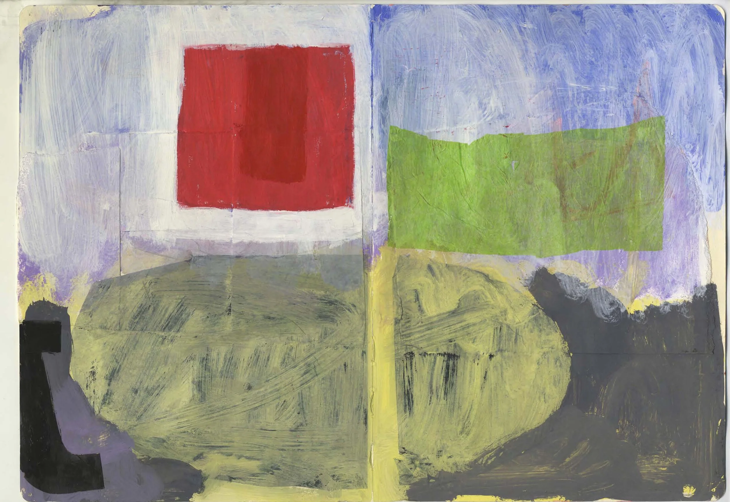 “Daytime lake” Gouache, acrylic and paper on paper 11.5 X 16.5 “ 2014