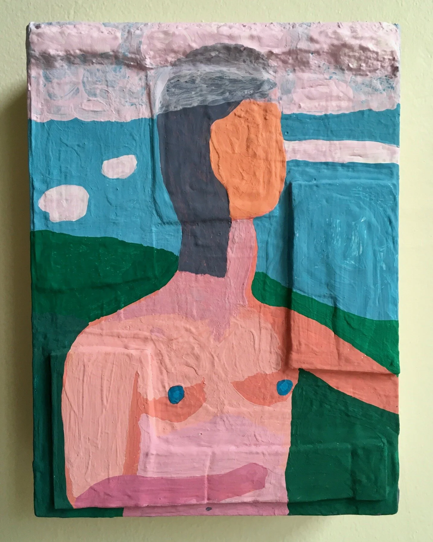 Head in the clouds ( wouldn’t yours be too?) 8 X 6” Acrylic/mixed media on panel 2019