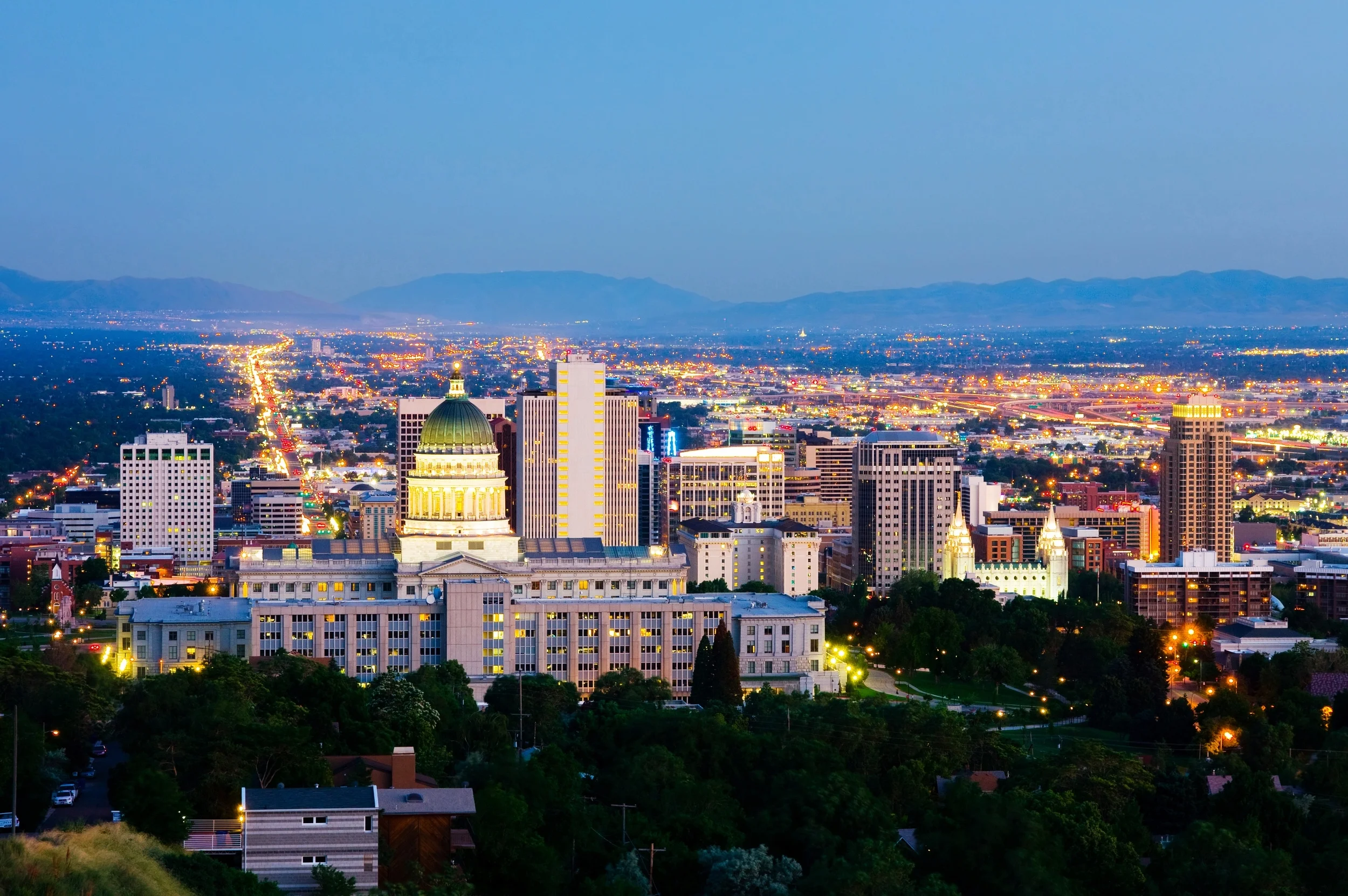 Salt Lake City, Utah at night