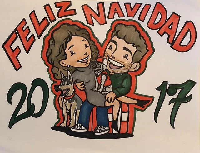 Merry Christmas from The Mayorgas! 🤗 Illustration by the talented @rafa_mayorga