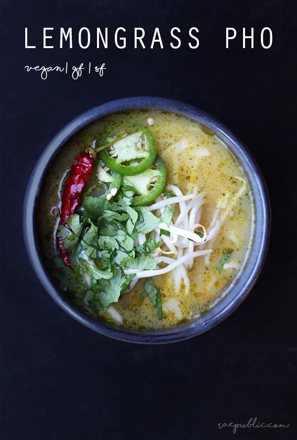 VEGAN Lemongrass PHO that is super delicious and packs just the right amount of flavor and spice. 