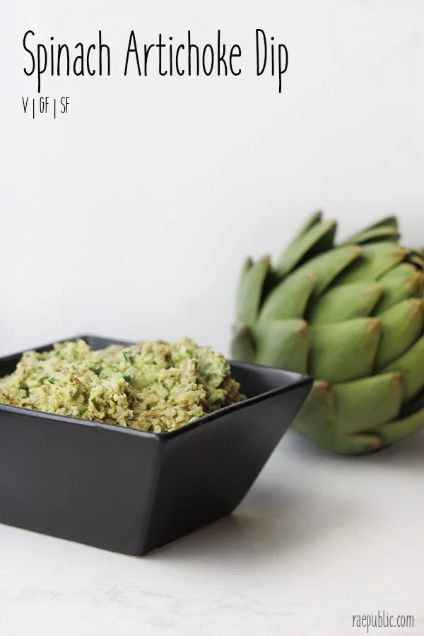 Fresh and easy spinach artichoke dip that is dairy-free and naturally gluten-free. This vegan dip is so delicious and versatile, use it as a dip or a spread.