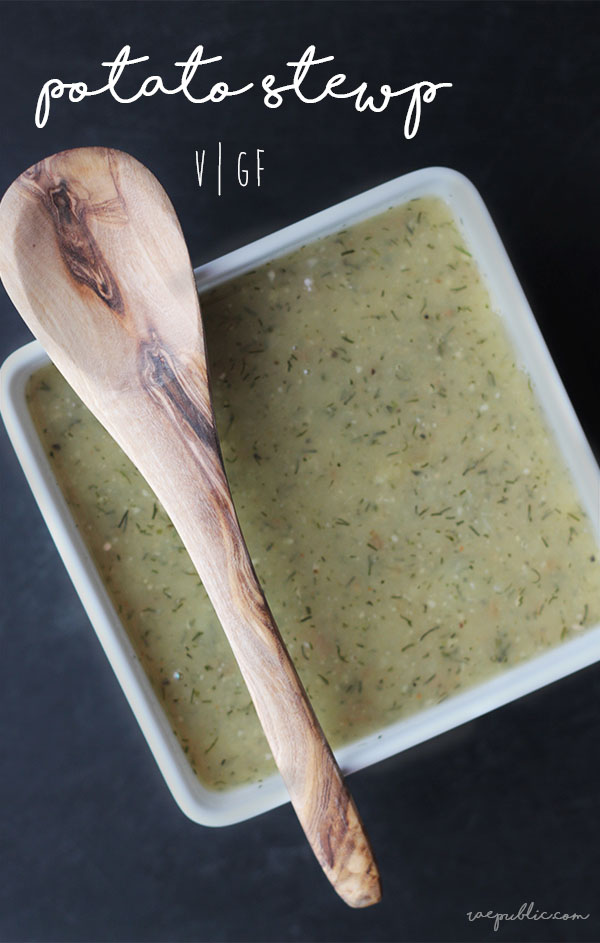Easy vegan potato soup that is a cross between a soup and and stew get it? This plant based soup is naturally glutne and dairy free so all can enjoy.