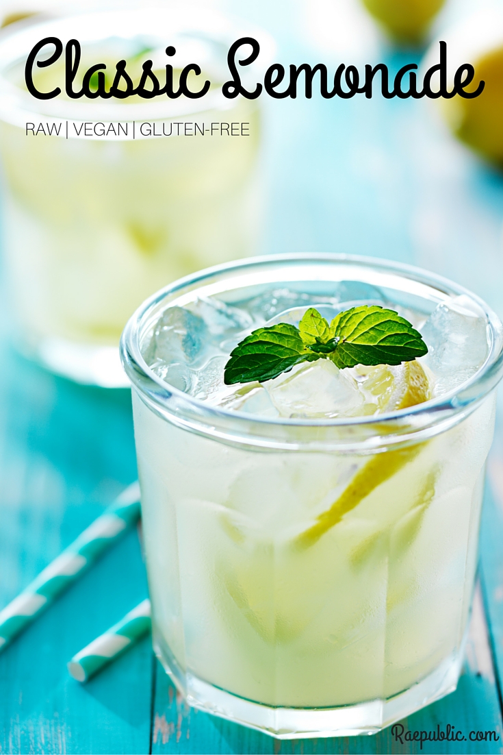 Easy, 3 ingredient raw lemonade that is accidentally vegan and gluten free.