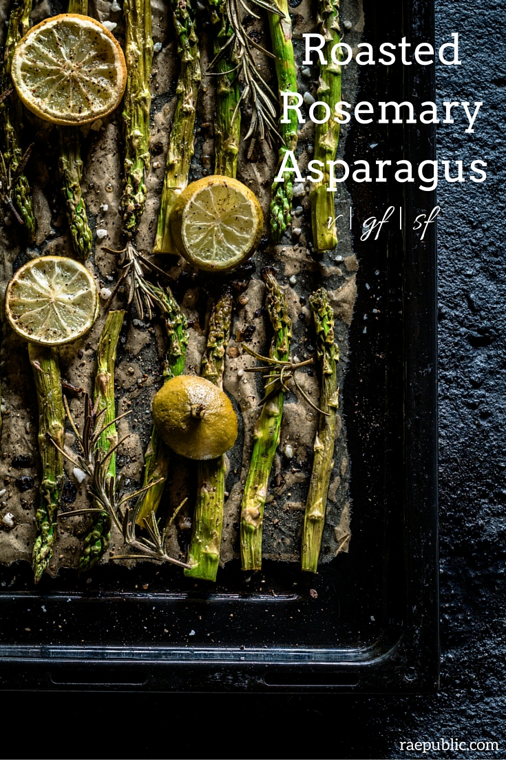 Easy and delicious roasted rosemary asparagus that is vegan and gluten free.