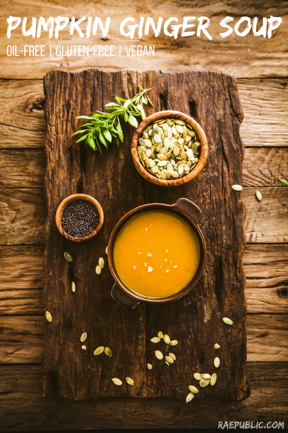 Easy, vegan pumpkin ginger soup with no oil!