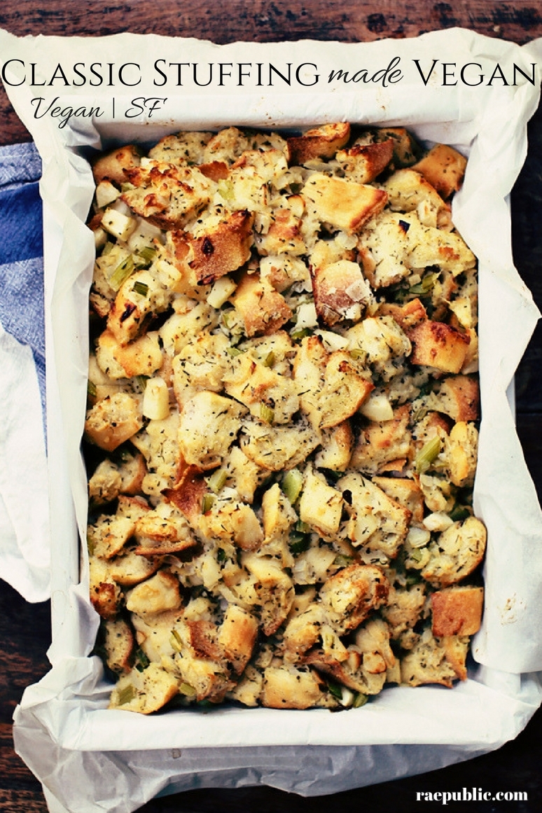 Delicious vegan homemade stuffing perfect for the holiday season!