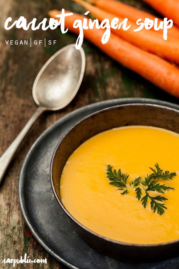 delicious, plant based carrot ginger soup. Perfect for any season.