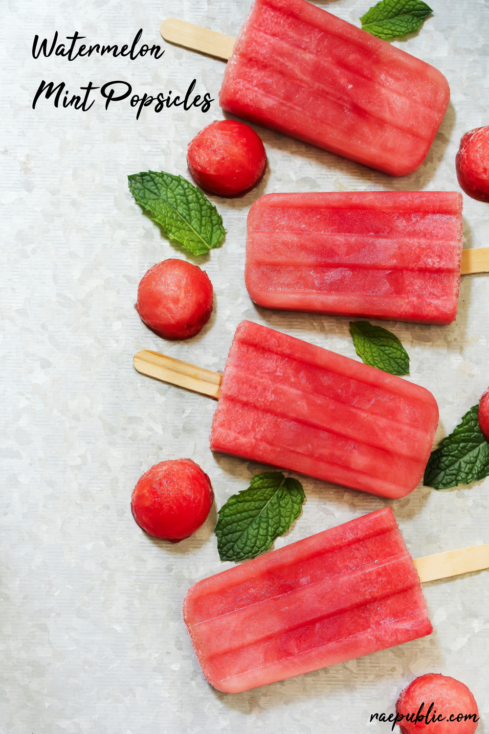 Easy peasy watermelon mint popsicles, that literally take minutes to make (aside from waiting for them to freezes that is). They only use three-ingredients, are dairy-free, and vegan of course.
