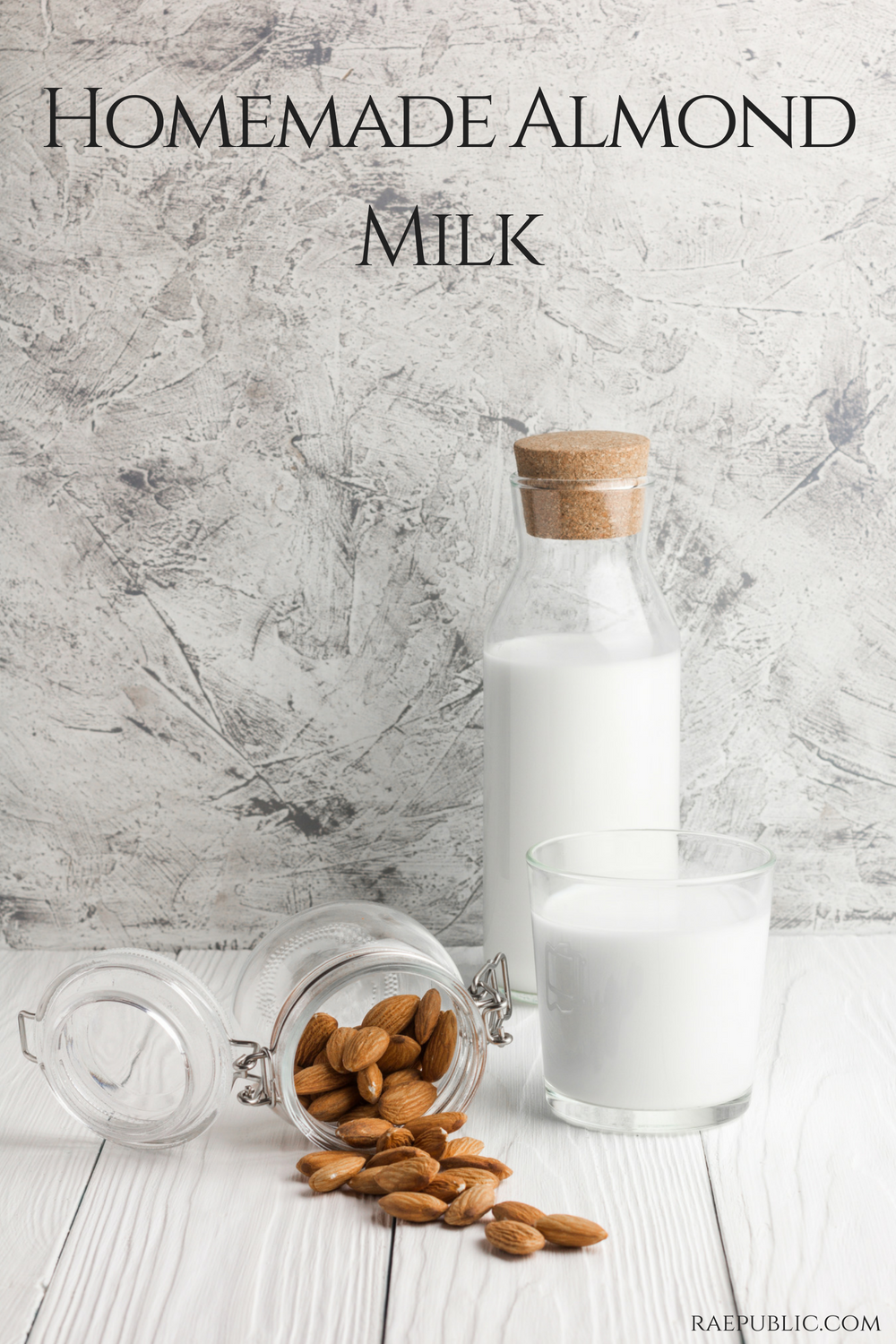 Easy homemade almond milk that is naturally vegan and gluten free and has no added sugar.