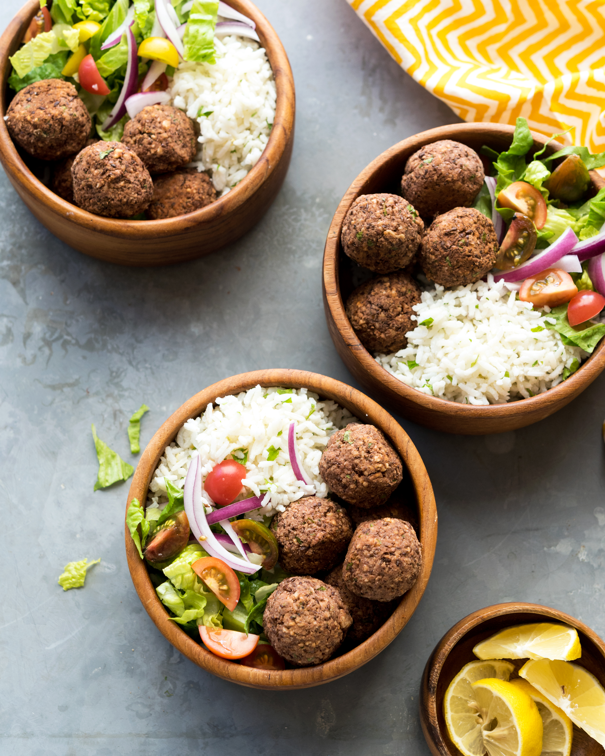 Delicious vegan lentil balls served with zesty rice. It is gluten-free, dairy-free, oil-free, and refined sugar free.