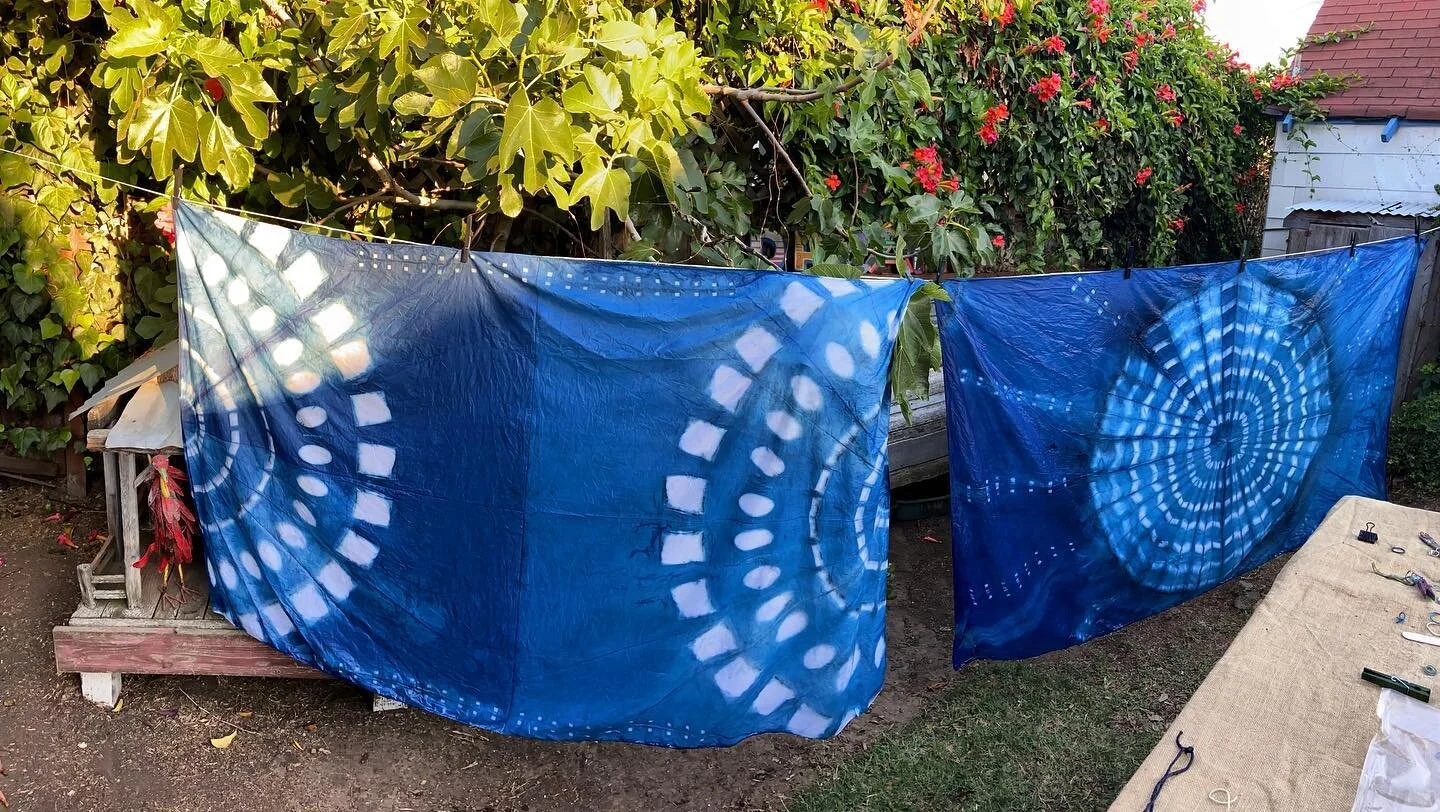 Celebrate the summer with a new Sarong! Indigo The Sarong Sunset Soir&eacute;e in the Garden June 25 sold out! Sign up for July 16 link in bio #sustainablefashion #beachwear #indigo #indigosarong #sarong #lagunabeachcalifornia #beachlife #naturaldyew
