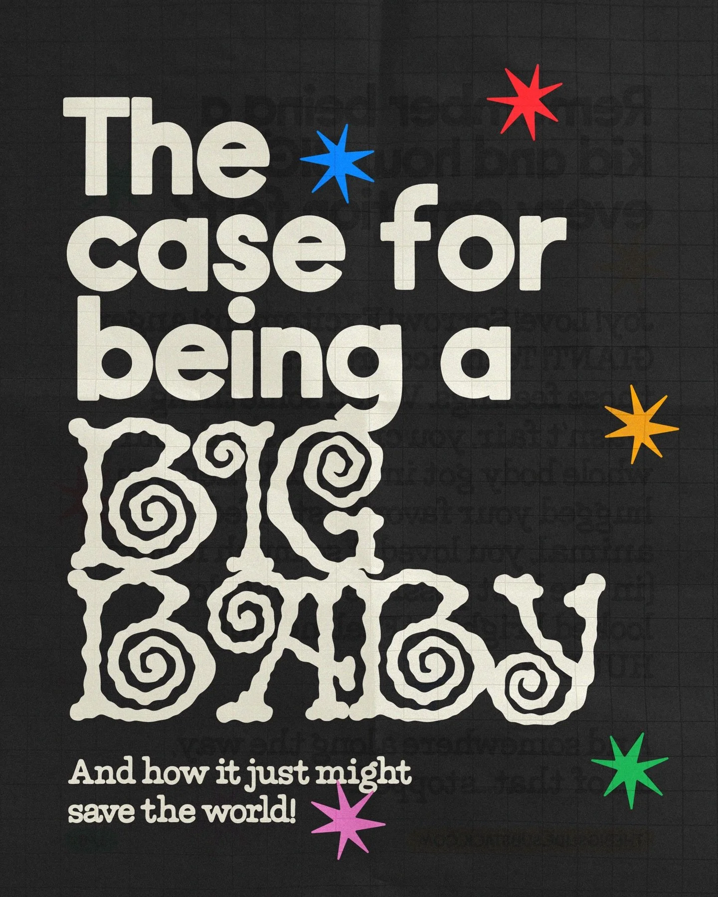 Want to be Big Baby!? Try this 👇🏻

Try a week-long challenge! Every day, feel something BIG. Lean into it fully (Big Baby style) and give yourself permission to feel 100%:

🍼 Monday: Sadness! Sit with something that&rsquo;s been weighing on you. B
