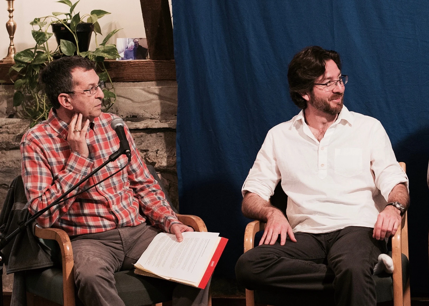 Gayan Macher and Netanel Miles-Yépez in dialogue. Photo by Hilary Benas 2015. Used by permission of the Inayati Order.