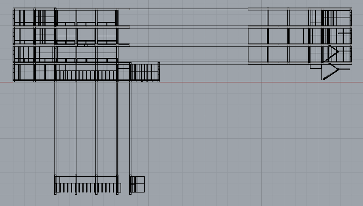 Rhino Screenshot: Elevation of Exploded Drawing