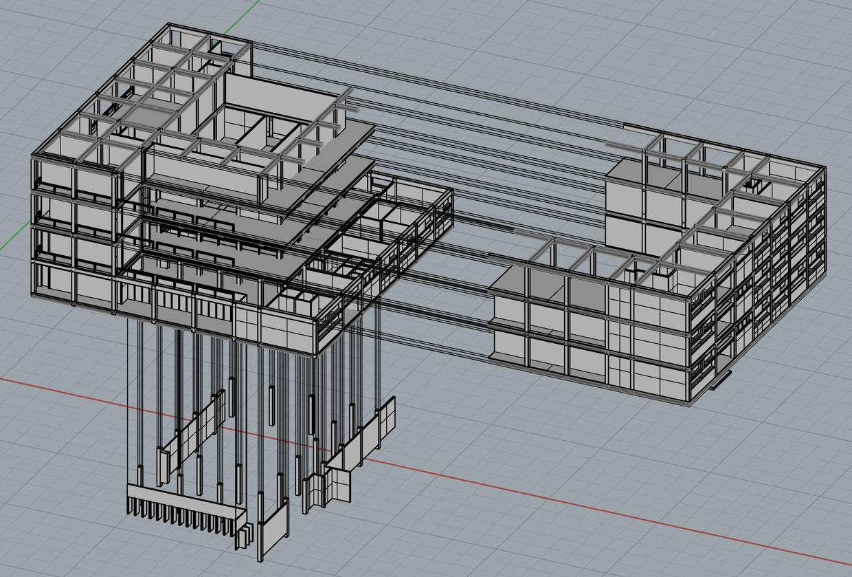 Rhino Screenshot: Exploded Axonometric Drawing