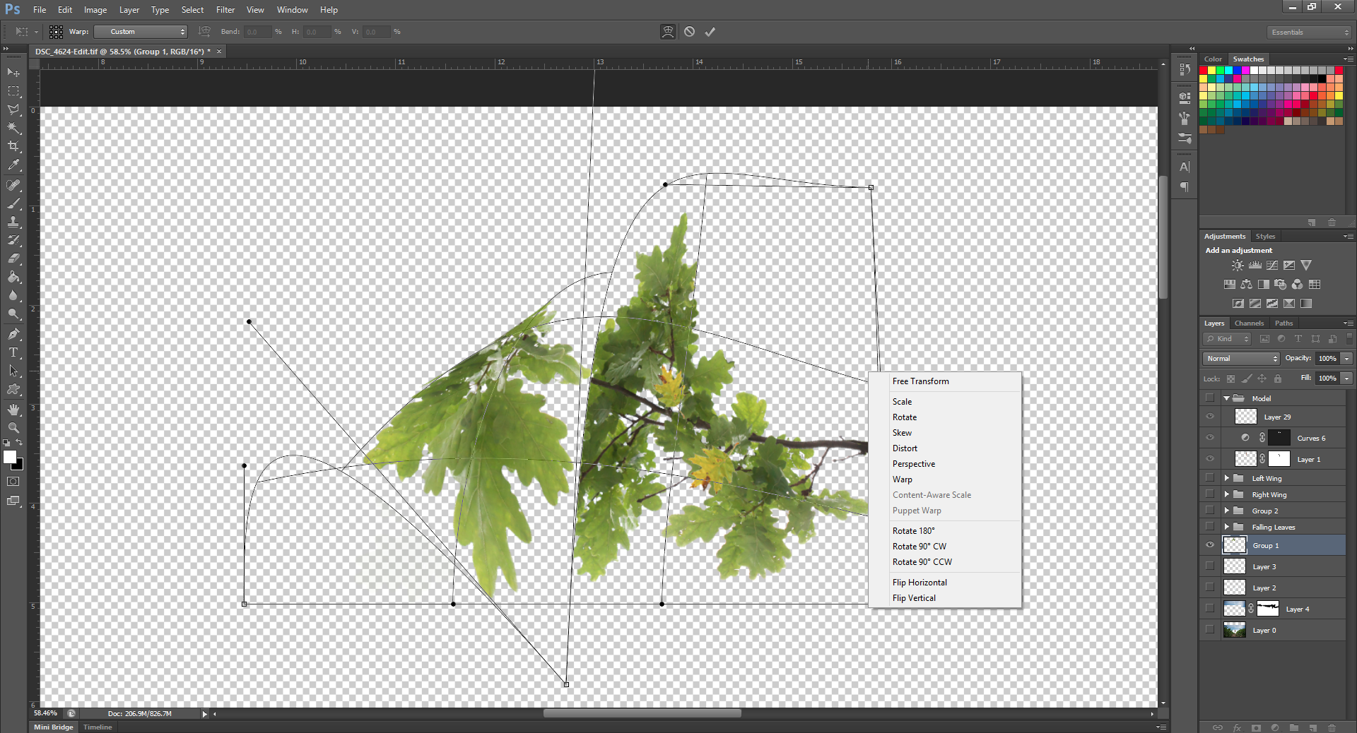 Using the Warp tool in Photoshop