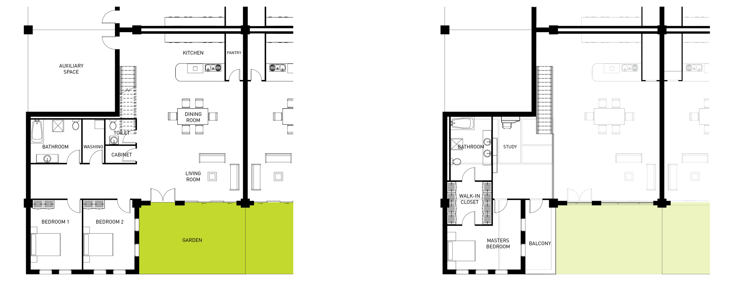 Building Type A Triple Bedroom Unit Floorplan